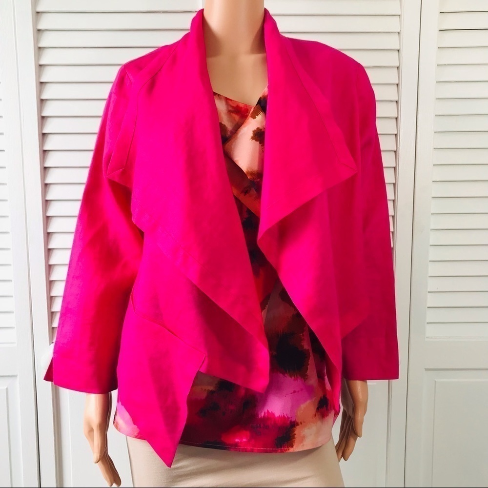 TAKARA DESIGNS Pink Short Big Pocket Open Front Lightweight Cardigan Size 1